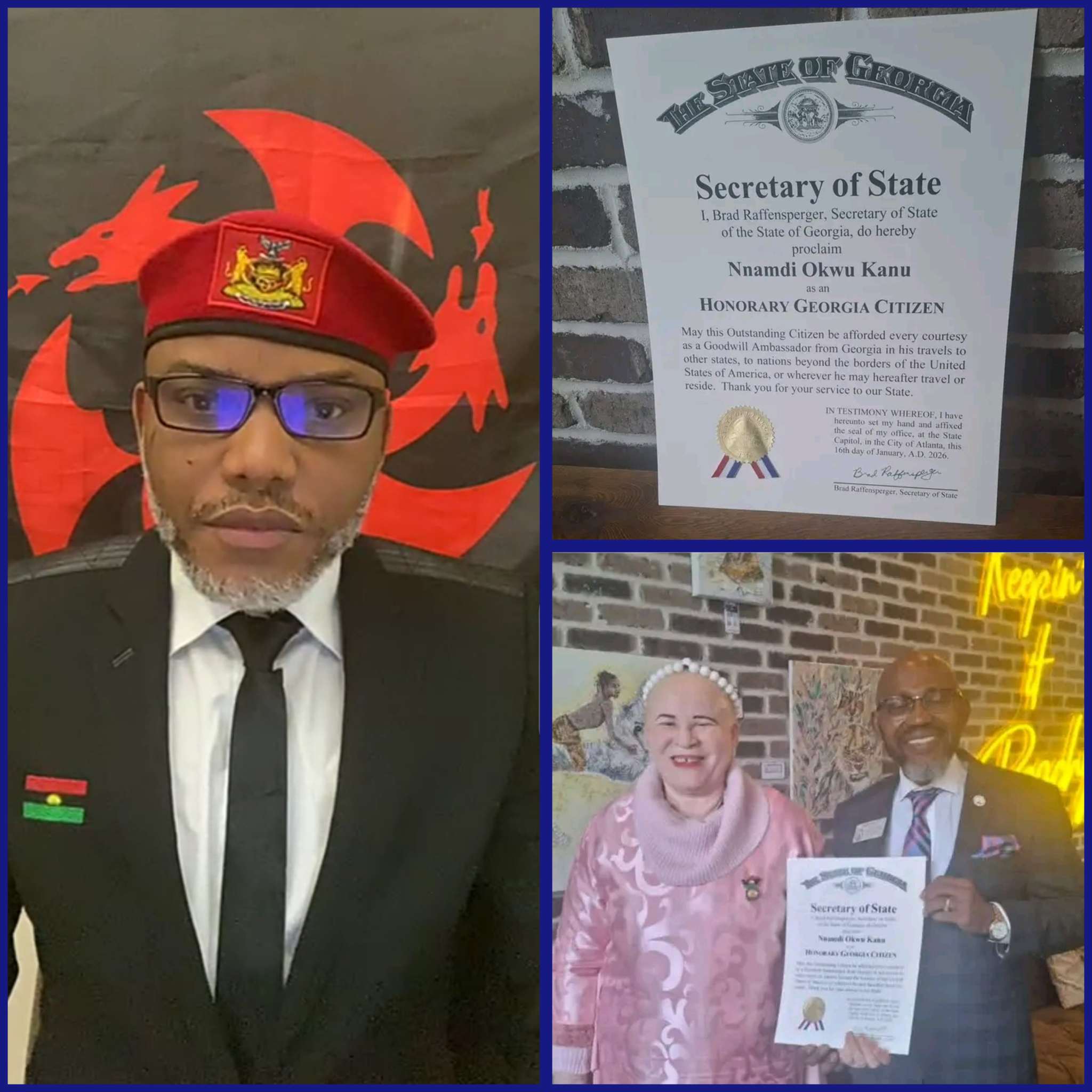 Georgia: USA, Grants Nnamdi Kanu Honorary Citizenship