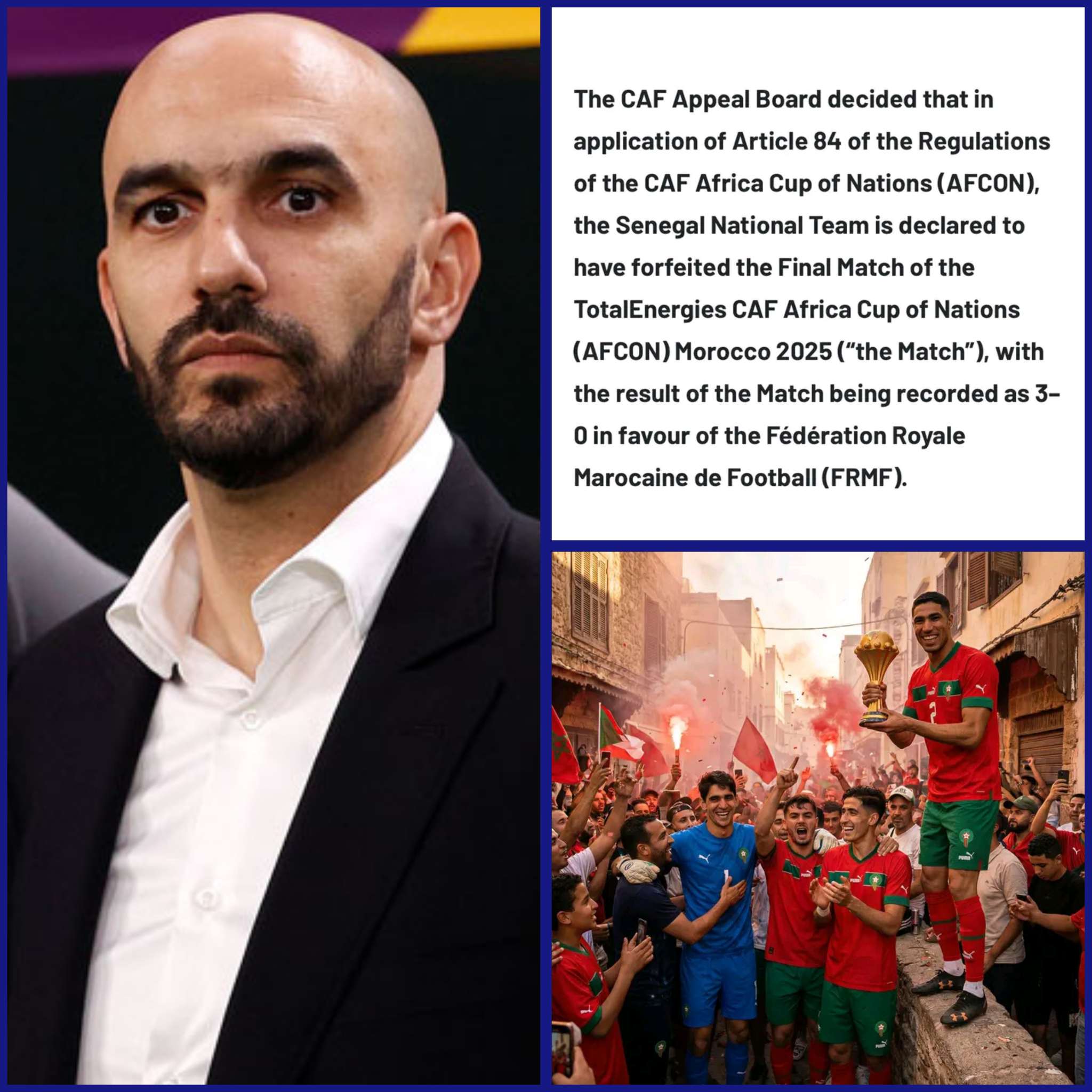 CAF Strips Senegal of AFCON Title, Awards Morocco 3-0 Victory